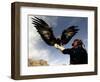 Takhuu Raising His Eagle, Golden Eagle Festival, Mongolia-Amos Nachoum-Framed Photographic Print