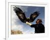 Takhuu Raising His Eagle, Golden Eagle Festival, Mongolia-Amos Nachoum-Framed Photographic Print