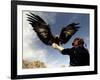 Takhuu Raising His Eagle, Golden Eagle Festival, Mongolia-Amos Nachoum-Framed Photographic Print