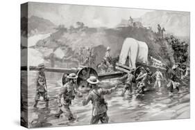 Taking a 4.7" Naval Gun across the Tugela River During the Battle of Colenso-Louis Creswicke-Stretched Canvas
