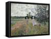 Taking a Walk Near Argenteuil-Claude Monet-Framed Stretched Canvas
