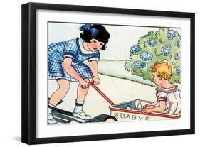 Taking Baby Sister For a Ride-Julia Letheld Hahn-Framed Art Print