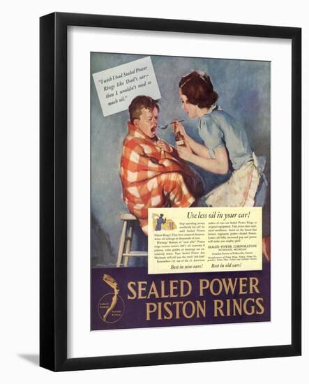 Taking Giving Medicine Sealed Piston Rings Medical, USA, 1938-null-Framed Giclee Print