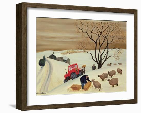 Taking Hay to the Sheep by Tractor-Margaret Loxton-Framed Giclee Print