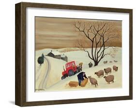 Taking Hay to the Sheep by Tractor-Margaret Loxton-Framed Giclee Print