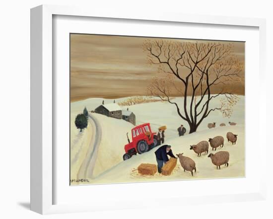 Taking Hay to the Sheep by Tractor-Margaret Loxton-Framed Giclee Print