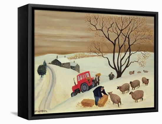 Taking Hay to the Sheep by Tractor-Margaret Loxton-Framed Stretched Canvas
