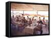 Taking Lunch in a Shaded Restaurant by the Shore in Juan Les Pins on the French Riviera, France-Ralph Crane-Framed Stretched Canvas