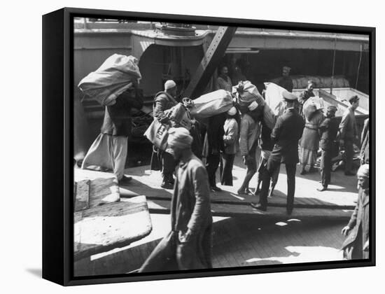Taking on the Mail Port Said Egypt-Pontin Brown-Framed Stretched Canvas