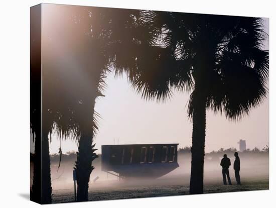 Taking Photos in the Fog Near the Countdown Clock for Space Shuttle Discovery, in Cape Canaveral-null-Stretched Canvas