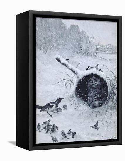 Taking Shelter-Louis Wain-Framed Stretched Canvas