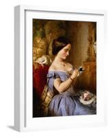 Taking Tea in the Drawing Room-Arthur Hughes-Framed Giclee Print