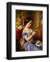 Taking Tea in the Drawing Room-Arthur Hughes-Framed Giclee Print