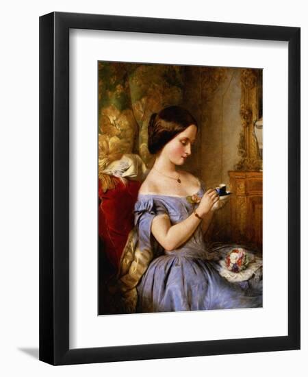 Taking Tea in the Drawing Room-Arthur Hughes-Framed Giclee Print