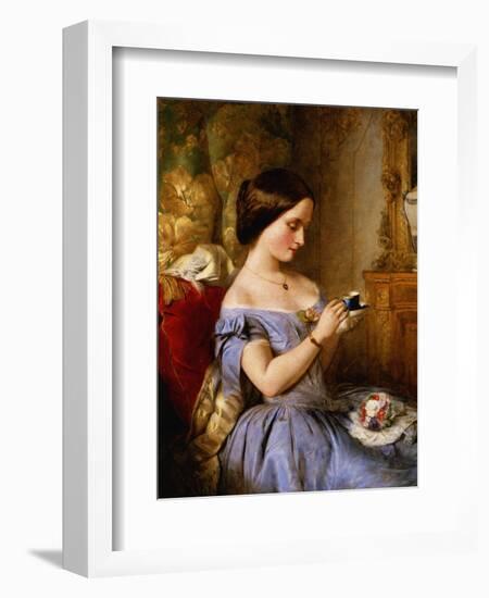 Taking Tea in the Drawing Room-Arthur Hughes-Framed Giclee Print