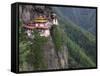 Taktsang (Tiger's Nest) Dzong Perched on Edge of Steep Cliff, Paro Valley, Bhutan-Keren Su-Framed Stretched Canvas