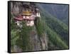 Taktsang (Tiger's Nest) Dzong Perched on Edge of Steep Cliff, Paro Valley, Bhutan-Keren Su-Framed Stretched Canvas