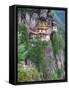 Taktsang (Tiger's Nest) Dzong Perched on Edge of Steep Cliff, Paro Valley, Bhutan-Keren Su-Framed Stretched Canvas
