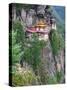 Taktsang (Tiger's Nest) Dzong Perched on Edge of Steep Cliff, Paro Valley, Bhutan-Keren Su-Stretched Canvas
