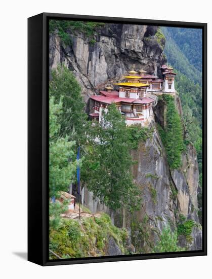 Taktsang (Tiger's Nest) Dzong Perched on Edge of Steep Cliff, Paro Valley, Bhutan-Keren Su-Framed Stretched Canvas