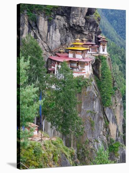 Taktsang (Tiger's Nest) Dzong Perched on Edge of Steep Cliff, Paro Valley, Bhutan-Keren Su-Stretched Canvas