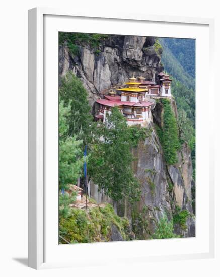 Taktsang (Tiger's Nest) Dzong Perched on Edge of Steep Cliff, Paro Valley, Bhutan-Keren Su-Framed Photographic Print