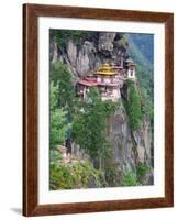 Taktsang (Tiger's Nest) Dzong Perched on Edge of Steep Cliff, Paro Valley, Bhutan-Keren Su-Framed Photographic Print