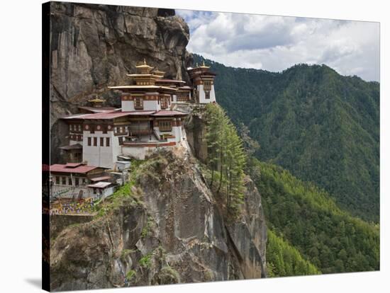 Taktshang Goemba, 'Tiger's Nest', Bhutan's Most Famous Monastery, Perched Miraculously on Ledge of-Nigel Pavitt-Stretched Canvas