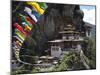Taktshang Goemba (Tigers Nest Monastery) with Prayer Flags and Cliff, Paro Valley, Bhutan, Asia-Eitan Simanor-Mounted Photographic Print