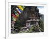 Taktshang Goemba (Tigers Nest Monastery) with Prayer Flags and Cliff, Paro Valley, Bhutan, Asia-Eitan Simanor-Framed Photographic Print