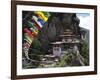 Taktshang Goemba (Tigers Nest Monastery) with Prayer Flags and Cliff, Paro Valley, Bhutan, Asia-Eitan Simanor-Framed Photographic Print