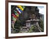 Taktshang Goemba (Tigers Nest Monastery) with Prayer Flags and Cliff, Paro Valley, Bhutan, Asia-Eitan Simanor-Framed Photographic Print