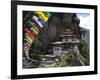 Taktshang Goemba (Tigers Nest Monastery) with Prayer Flags and Cliff, Paro Valley, Bhutan, Asia-Eitan Simanor-Framed Photographic Print