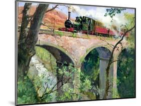 Tal-Y-Llyn Railway on the Dolgoch Viaduct, 1967 (Oil on Canvas)-Terence Cuneo-Mounted Giclee Print