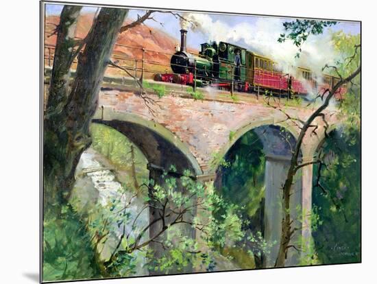 Tal-Y-Llyn Railway on the Dolgoch Viaduct, 1967 (Oil on Canvas)-Terence Cuneo-Mounted Giclee Print