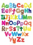 Alphabet Kids Doodle Colored Hand Drawing-Talashow-Mounted Art Print