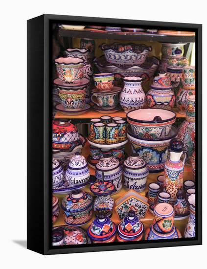 Talavera Pottery, El Parian Market, Puebla, Historic Center, Puebla State, Mexico, North America-Wendy Connett-Framed Stretched Canvas