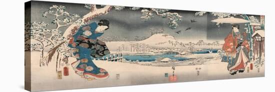 Tale of Genji by Toyokuni and Hiroshige, 1853 (Colour Woodblock Print)-Ando or Utagawa and Toyokuni Utagawa III (Kun-Stretched Canvas