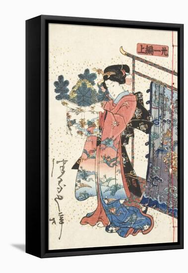 Tale of Genji, Country Style, Volume 21, Book A, 1836-Utagawa Kunisada-Framed Stretched Canvas