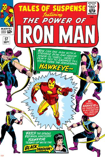 Tales Of Suspense No.57 Cover: Iron Man, Hawkeye and Black Widow-Don Heck-Lamina Framed Poster