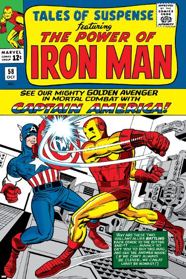 Tales Of Suspense No.58 Cover: Iron Man and Captain America Fighting-Don Heck-Lamina Framed Poster