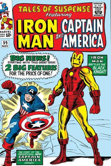 Tales Of Suspense No.59 Cover: Iron Man and Captain America Charging-Don Heck-Lamina Framed Poster