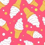 A Lot of Ice Cream Hand Drawn Background. Doodle Wallpaper Vector. Colorful Seamless Pattern-Talirina-Framed Art Print