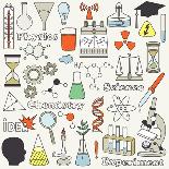 Science Icon Set Hand Drawn. Doodle Collection Vector. Big Set of Sketch Elements. Laboratory Instr-Talirina-Art Print