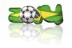 Brazil Map Flag Soccer-talitha-Art Print
