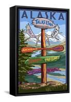 Talkeetna, Alaska - Sign Destinations-Lantern Press-Framed Stretched Canvas