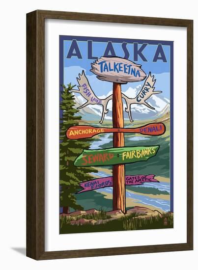 Talkeetna, Alaska - Sign Destinations-Lantern Press-Framed Art Print