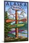 Talkeetna, Alaska - Sign Destinations-Lantern Press-Mounted Art Print