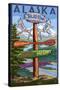 Talkeetna, Alaska - Sign Destinations-Lantern Press-Stretched Canvas