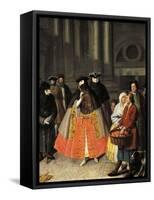 Talks Between Baute Masks-Pietro Longhi-Framed Stretched Canvas